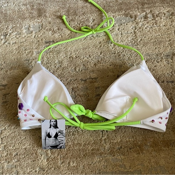 Victoria's Secret NWT Bikini Top Triangle Revealing Embellished Tie Back: Large - Picture 6 of 8